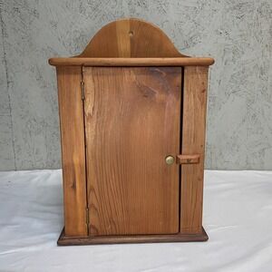 Small Rustic Pine Wall-Mounted Cupboard Shaker-Style Hanging Cabinet.